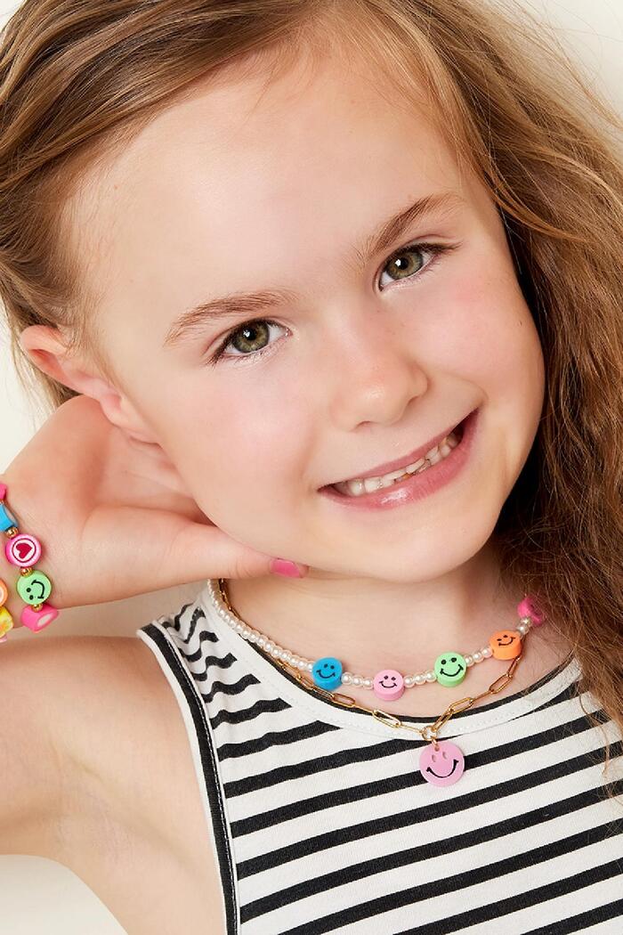Kinder - Smiley-Halskette Grün & Gold Edelstahl Bild4